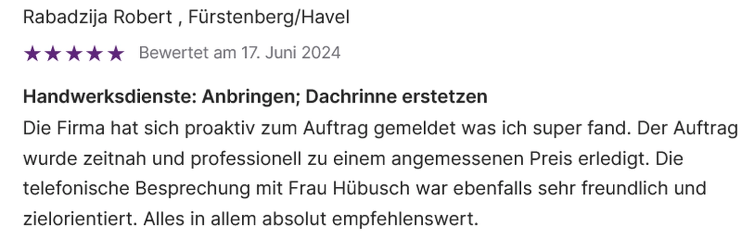 GRH Service Hübusch Einzelunternehmen – Handwerker – Bewertungen